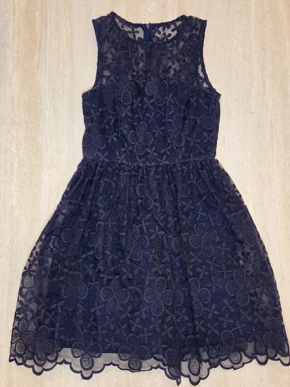 dELiA*s Navy Blue Lace Skater Mini Dress Blue M
